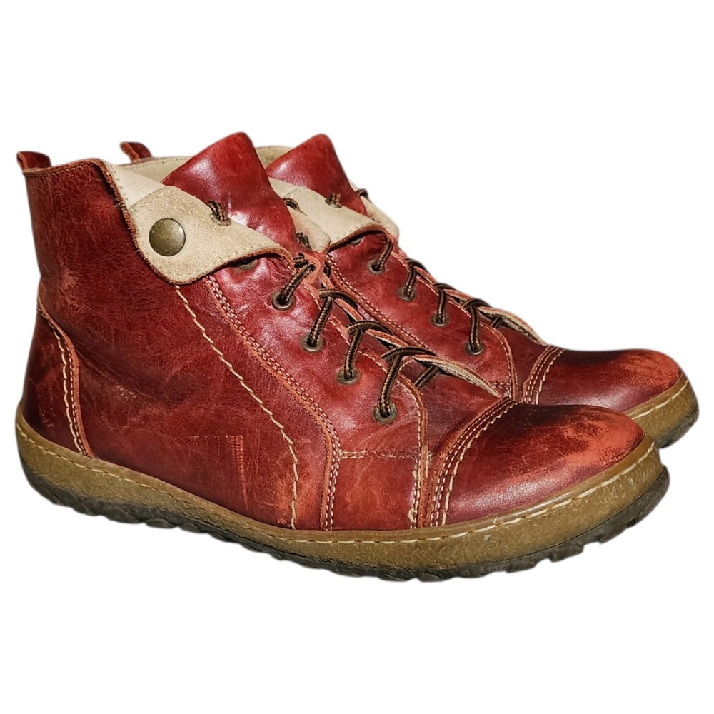 V-Italia Kiki Boots Womens Size 8.5 Red Lace-up Water Resistant Hiking Outdoor